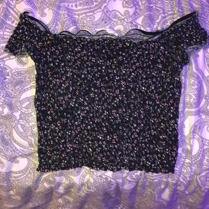 Garage - black floral smocked top (M)
